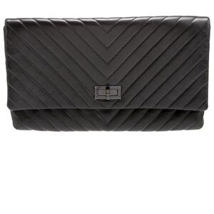 CHANEL Black Chevron Reissue Flap Clutch